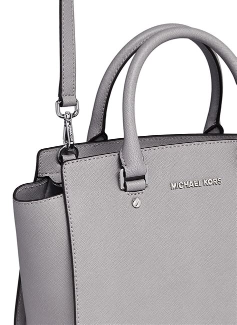 michael kors md messenger bag selma-blk prl grey|Selma Medium Saffiano Leather Crossbody Bag .